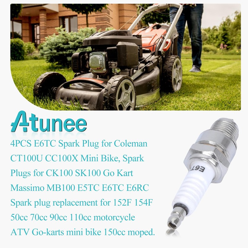 Atunee 4PCS E6TC Spark Plug for Coleman CT100U CC100X Mini