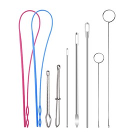 Drawstring Threader Set,9Pcs Drawstring Threader Tool Flexible Drawstring Threaders,Stainless Steel Drawstring Threader,Bodkin DIY Rope Threader Clip,Loop Turner String Threader for Hoodie,Pants