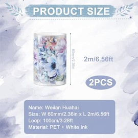 2 Rollos de Cintas Washi de PET, Cintas Washi de Plantas Retro con Efecto Brillante de Concha Cinta Decorativa de Plantas para Diarios Álbumes de Recortes Suministros de Manualidades (Flor)