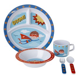 Premier Housewares 1206330 Mimo Kids Rupert Dinner Set 5 Piece, Melamine, Multi-Colour, 11 x 32 x 29 cm