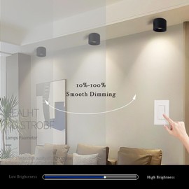 Marknice LED Dimmable Ceiling Spot Light Aluminum Matte Black 4.72'' Cylinder Down Light Indoor Modern Minimalist Focus Ceiling Spotlight Fixture for Living Room Hallway Foyer CRI 98 12W 3000K