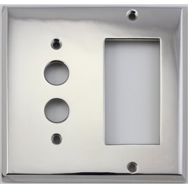 Polished Nickel 2 Gang Combination Switch Plate - 1 Push Button Light Switch Opening 1 GFI/Rocker Opening