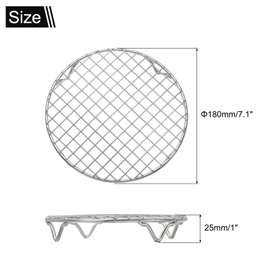 uxcell Round Cooking Rack 7.1 Inch Dia Stainless Steel Wire Cooling Steamer Rack for Baking Canning Cooking Roasting Cooling Grilling Drying, Silver