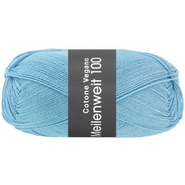 LANA GROSSA Meilenweit Cotone Vegano, the sock yarn alternative without animal fibres, hand knitting yarn made of 76% cotton, 14% polyamide and 10% polyester, 100 g wool for knitting and crochet, 420