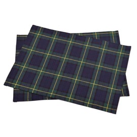 COLORFUL CANDY STYLE N3687100 Placemat, For Boys, Children, Fabric, Fashionable, Lunch, Cotton, Tartan, Dark Green