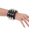 FM FM42 Black PU Simulated Leather Silvert-tone Spikes Rivets Adjustable