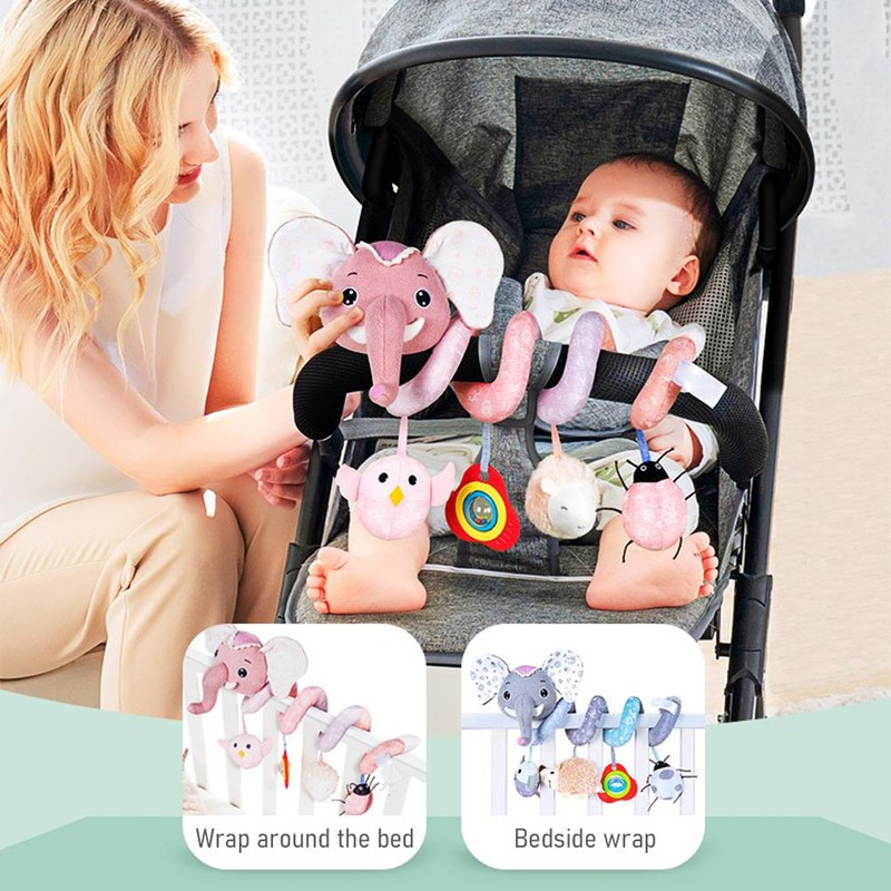 Elephant Spiral Pram Toys for Babies Soft Music Spiral Activity