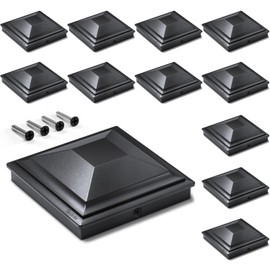 SIEDiNLAR 4x4 Post Caps Black 12 Pack, Fence Post Covers Outdoor Waterproof, Fits 4x4 3.5x3.5 Wood/Vinyl Posts for Deck Fence Mailbox Patio Decor