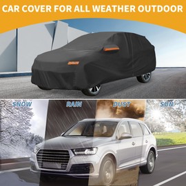 Partuto Car Cover Waterproof All Weather Sun Rain Protection Full Exterior Cover for Genesis GV70 190T-PU Black with Left Side Zippers