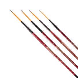 Creative Mark Ebony Splendor Short-Handle Synthetic Sable Paint Brush, Rigger Set of 3, Teijin Multi