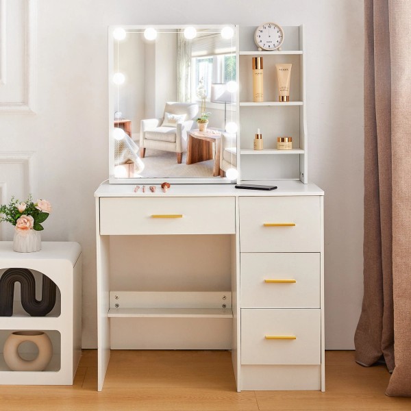 YAMISSI LED Vanity Makeup Dressing Table Desk With Sliding Lighted