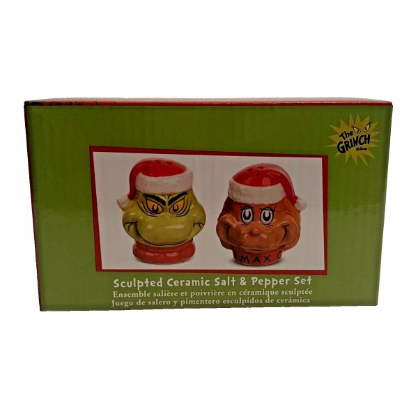 BIOWORLD New! THE GRINCH & Max Sculpted Ceramic Salt &