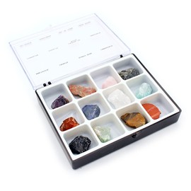 Pierretoiles - Box mit Mineralien zum Sammeln oder für Heilstein für Anfänger; 12 Natursteine Rohsammlung: zufällige Zuordnung; Größe: ca. 2 cm