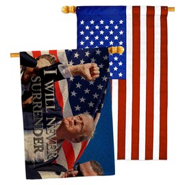 Trump Never Surrender Flag American Flags For Outside House Banner Burlap Wall Hanging Decor Poster Rally Shooting 2024 Vance 47 MAGA Yard Sign Outdoor Patriotic Decoration Republican Gift Made In USA