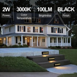 ZONK LED Outdoor Indoor Step Lights, Line Voltage 110-240V 2W Landscape Stair Lights, 9Inch Non-dimmable 3000K IP65 Waterproof Stairway Lighting, LED Deck Light, Retaining Wall Lights, Pack of 6