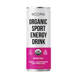 NOOMA Organic Sport Energy Drink | 120mg Caffeine + Adaptogens + Electrolytes | Real Ingredients, Keto, Plant-Based, Paleo | No Added Sugar, 15 Calories | 12 oz - Pack of 12 | Dragon Fruit