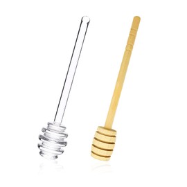 HDGSAFD Pack of 2 Jam Spoons, Transparent Jam Spoon, Wooden Spoon, Coffee Stirrer, Long Handled Jam Spoon, Spiral Coffee Stick, Jam Stirring Spoon