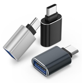 USB C to USB Adapter(3 Pack),USB-C Male to USB3.0 Female Adapter Compatible with MacBook Pro after 2016, MacBook Air after 2018,Mac Mini,Dell XPS and More Type C or Thunderbolt (3, Black+Gray+Silver)