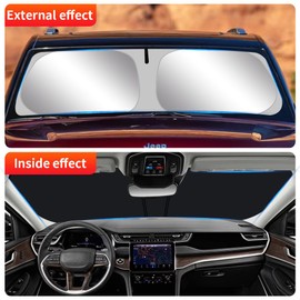 LUNQIN Car Sun Shade for Jeep Grand Cherokee 2011 2012 2013 2014 2015 2016 2017 2018 2019 2020 2021 2022 2023 2024 2025 Auto Accessories Front Windshield Sunshade Protector Window Curtains Cover Visor
