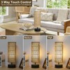 Rattan Table Lamp, Touch Control Bedside Table Lamp with Black