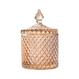 GOLDY&WENDY Candy Cookie Jewelry Storage Jar Amber Glass Candy Jar Cookie Jar Jewelry Jar Large