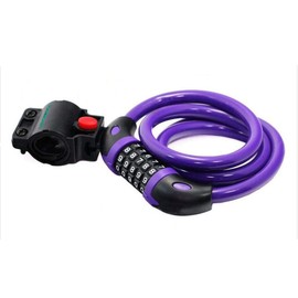 PeachCraft 5 Digit Cable Lock Dial Lock Bicycle Bike Key Lock with Free Number Colorful (Purple)