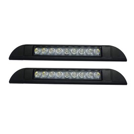 Raycharm 10" RV Camper LED Awning Porch Utility Light Fixture, 40° Down Angle Beam, 6000K Cool-White Super Bright, 12V/24V DC, High Light-Output Low Ampere Draw, Plastic Housing Black Finish, 2-Pack