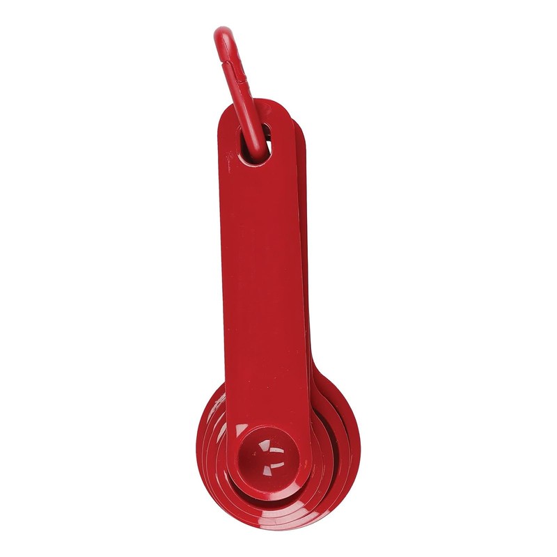 Set of 5 Measuring Spoons in Red Measuring Cups Plastic