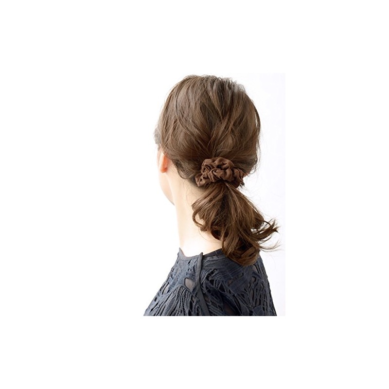 VINGTAINE HS-108-BR- Basic Color, Suede-Style, Scrunchie, Simple, Daily Office, Autumn,