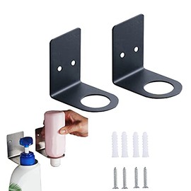 BiJun Soap Bottle Dispenser Holder,Wall Mounted Pump Hand Stand Hanging Jar Hanger Rack Shampoo Standing Shelf Storage Holder Lotion Container for Kitchen Bathroom (1.06in, Black)