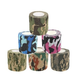 Elastic bandage, adhesive bandage, 5 cm wide, 4.5 m roll (when stretched), 6 colors, 6-piece set, self-adhesive, stretchable, breathable, can be cut by hand, for dogs, bandage, cats, injuries, wound protection, prevents licking, for pets, cute, camouflage, camouflage tape, non-woven fabric, 5 cm x 4.5 m, No. 39 (Camouflage B6 roll included)