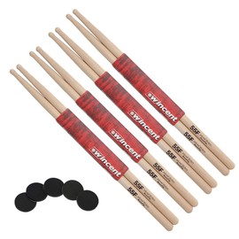 Wincent 55FRT Fusion Hickory Round Tip Drumsticks 4 Pairs + Keepdrum Damper Pads