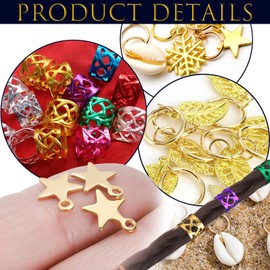 Pack of 180 Dreadlocks Jewellery Hippie Hair Jewellery Ring, Dreadlocks Beads Gold, Colourful Adjustable Braids Dreadlocks Jewellery, Hair Rings Aluminium Dreadlocks Accessories for Women Men