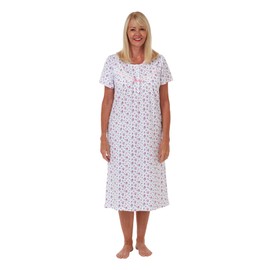 Marlon Women's Maria Cotton Jersey Nightie, Pink, 20-22
