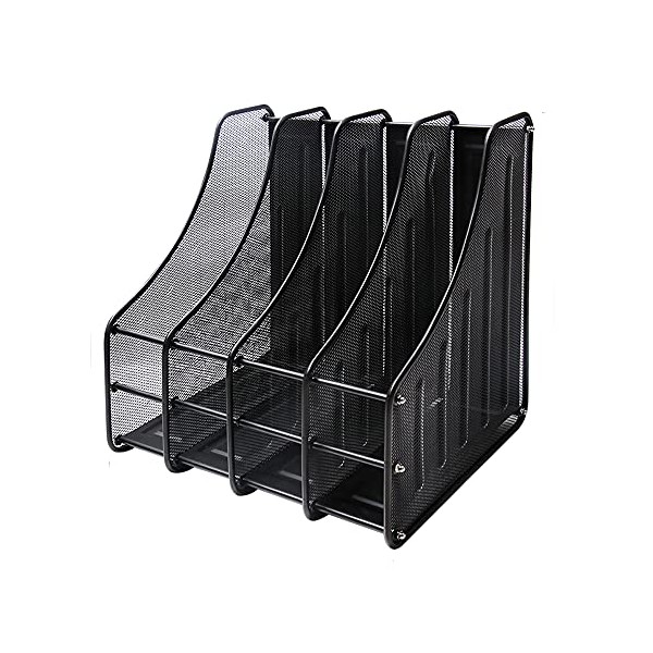 VIZ-PRO Desktop Organizer-Mesh File Magazine Holder, 4 Compartments, Black