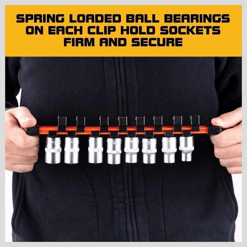 3Pc Double Sided Socket Holder Tool WorkShop Organizer Rails Rack