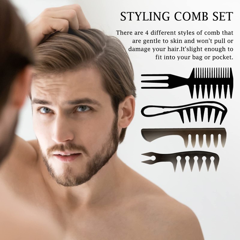 4-in-1 Hair Comb Set - Wide Tooth, Double Side Tail,