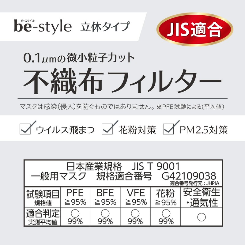 B-Style Mask, 3D Type, Silver Gray x Blue Gray, 20
