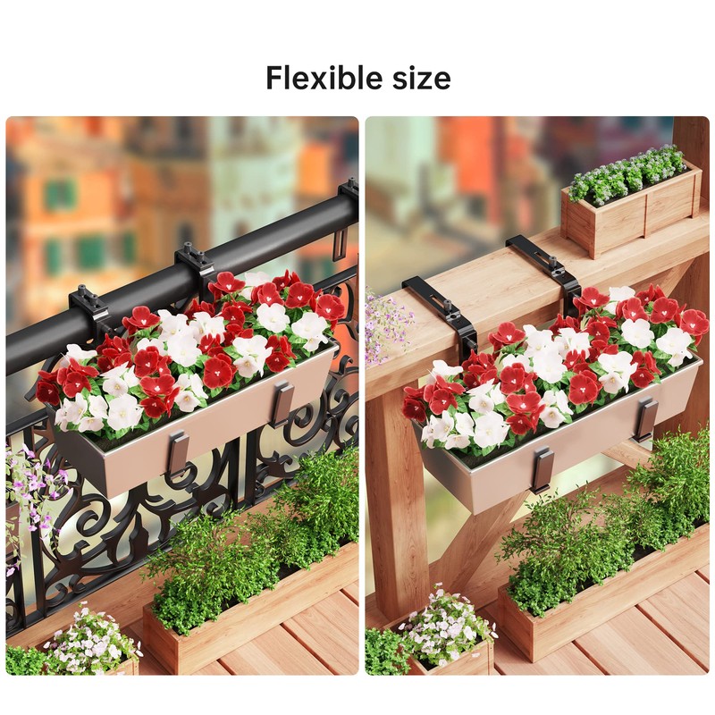 Y&M 6 PCS Adjustable Window Box Brackets for Planter Box,