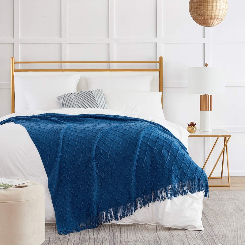 BOURINA Throw Blanket Textured Solid Soft Sofa Couch Cover Decorative