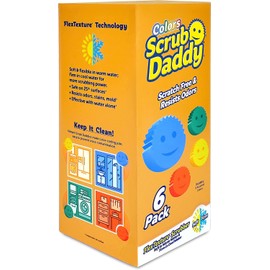 Scrub Daddy Sponge Set - Colors - Scratch-Free Scrubbers for Dishes and Home, Odor Resistant, Soft in Warm Water, Firm in Cold, Deep Cleaning, Dishwasher Safe, Multi-use, Functional (6 Count)