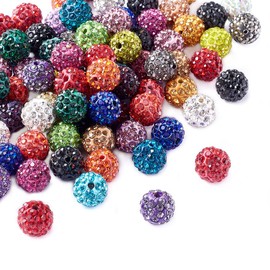 Beadthoven 100Pcs 10mm Shamballa Pave Disco Ball Clay Beads Mixed Color Polymer Clay Round Rhinestone Beads Charms for Jewelry Making