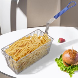 WeChef 4Pcs Deep Fryer Baskets 13" x 6" x 6" with Handle Heavy Duty Construction Commercial Fryer Basket Blue