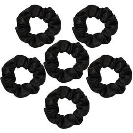 Ivyu Black Silk Satin Scrunchies - Pack of 6, 8 Pieces (2 Free) - Hair Elastics Bands - Ponytail Holder - Women & Girls