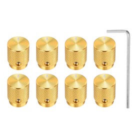 sourcing map 8 Pcs Aluminium Potentiometer Knobs, 1/4"(6mm) IDx1/2"(12.5mm) ODx5/8"(16mm) Height Universal Volume Tone Control Knobs for Guitar, Bass, Oval Indicator, Gold