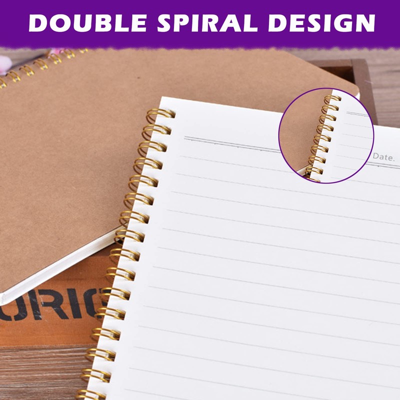 PALUDO Pack of 5 Notebook Lined A5 Spiral Notepad, Kraft