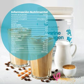 ela nutrition | Marine Collagen | Péptidos bioactivos de colágeno hidrolizado marino + ácido hialurónico + biotina + vitamina C + vitamina E | 334 gr (33 porciones)