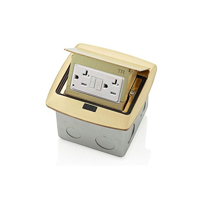 Leviton PFGF2-BR Pop-Up Floor Box with 20 Amp, Tamper-Resistant Self-Test