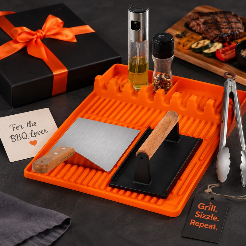 Silicone Griddle Tool Mat for BBQ Cooking – Heat-Resistant Spatula