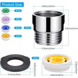 Bestgle 2 Sets 7 Shower Flow Reducer Limiter Set, Water Flow Saver Adapter 1/2 Inch Flow Restrictor, Control Valve for Fixed Shower Head Handheld Shower 1.2/1.5/1.8/2/ 2.2/2.5 GPM
